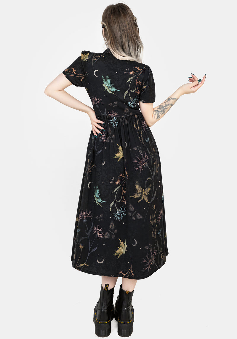 Rosanella Floral Print Midi Shirt Dress