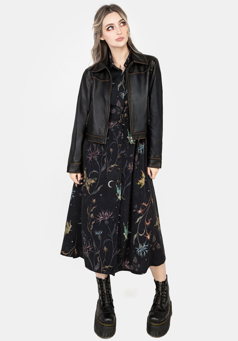 Rosanella Floral Print Midi Shirt Dress