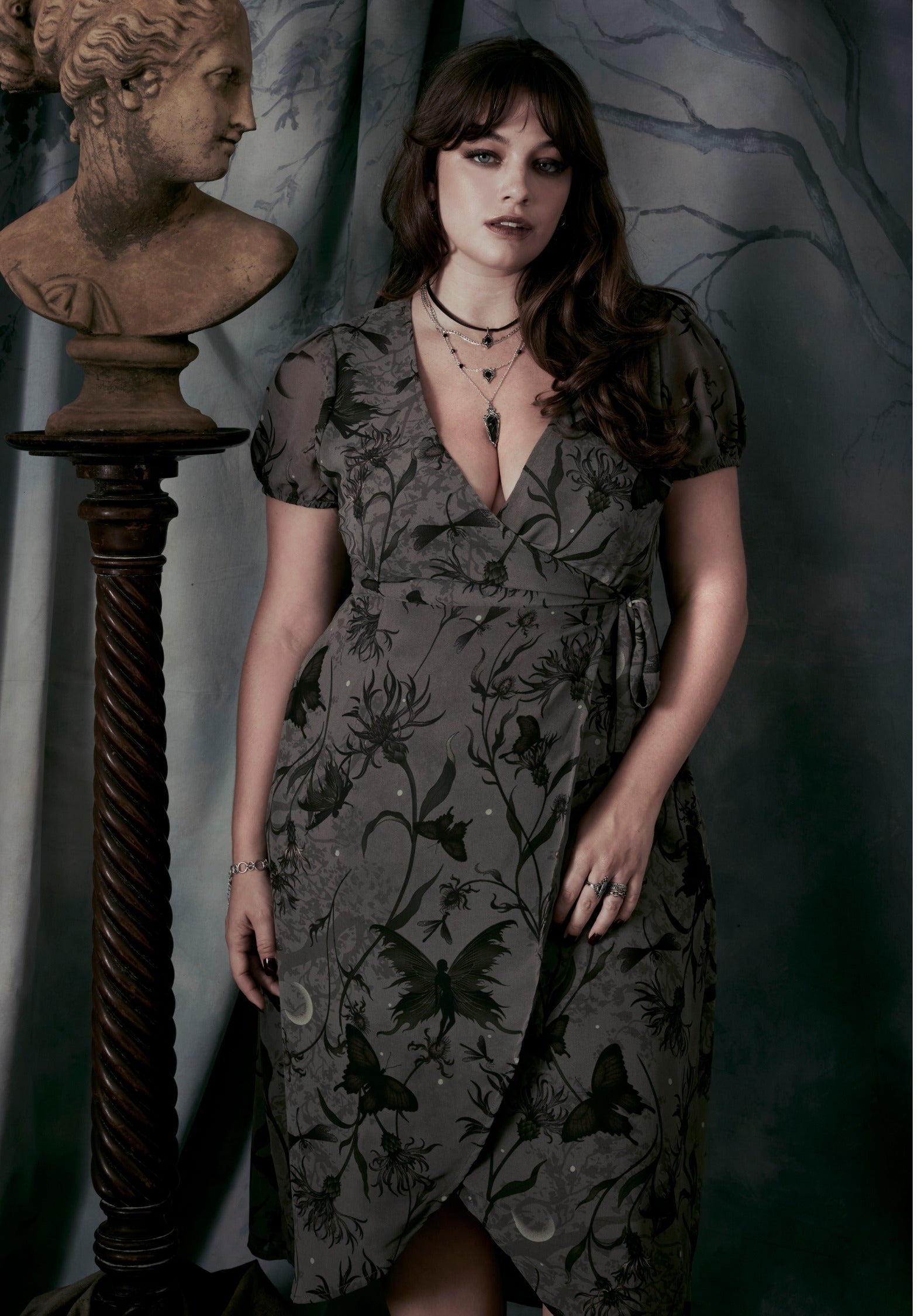 Gloriana Floral Print Chiffon Midaxi Wrap Dress