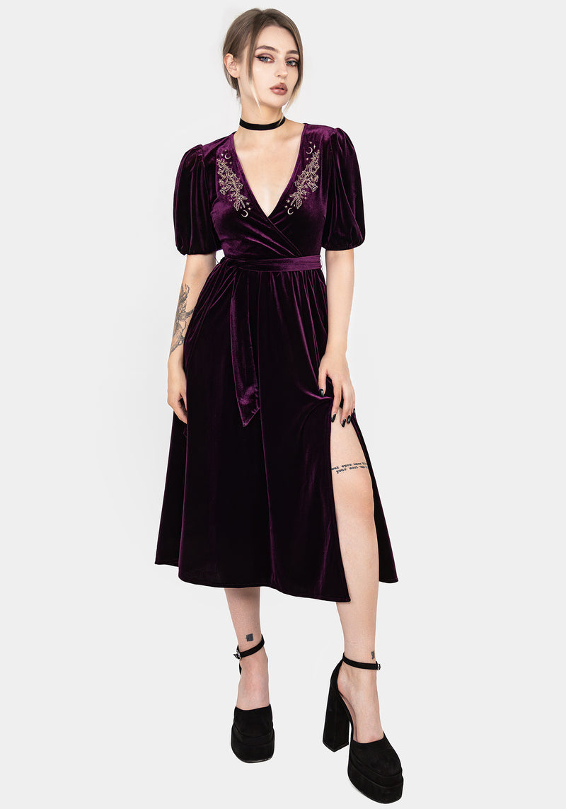 Hera Embroidered Midi Wrap Dress