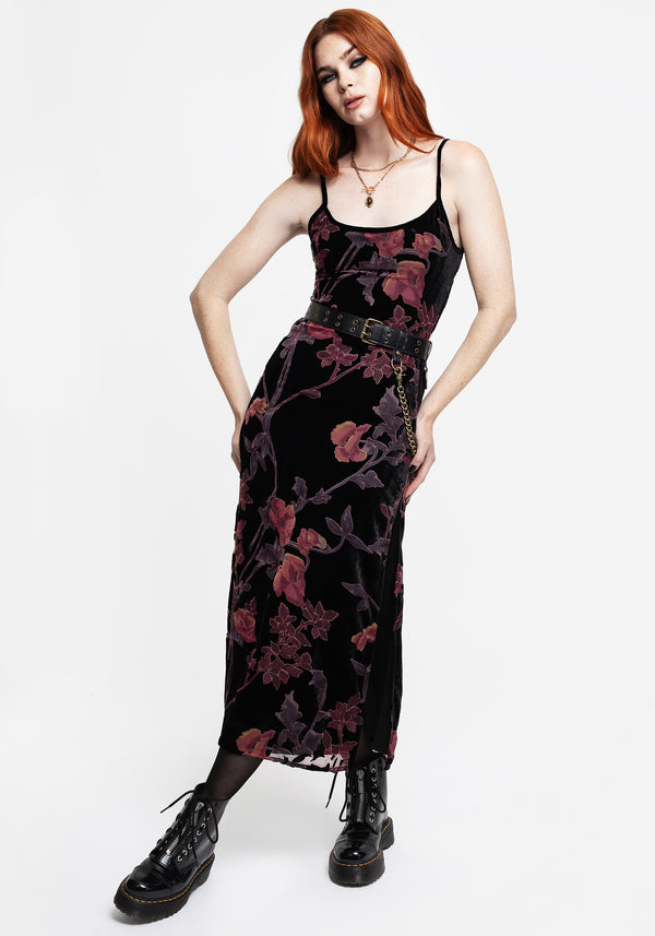 Waterlily Devoré Velour Midaxi Slip Dress