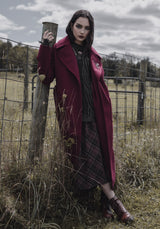 Oath Longline Belted Coat with Pin Brooch