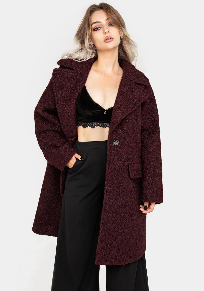 Gorgon Bouclé Oversized Coat - Red