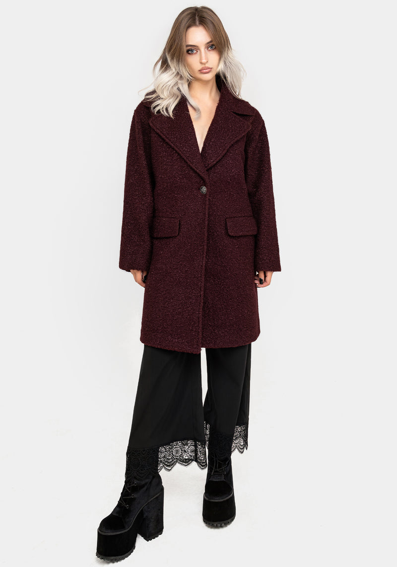 Gorgon Bouclé Oversized Coat - Red