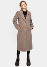 Yellowjacket Longline Bouclé Coat with Brooch