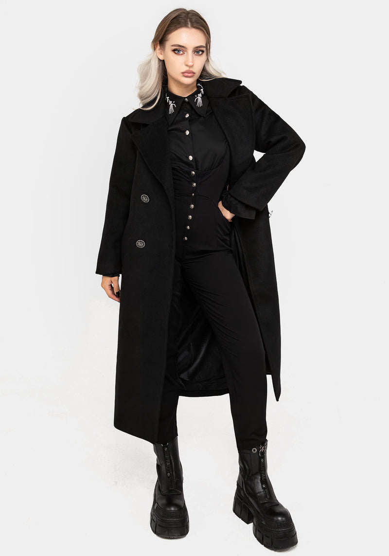 Theia Double Breasted Longline Wool Blend Coat