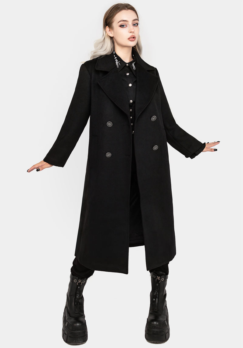 Theia Double Breasted Longline Wool Blend Coat