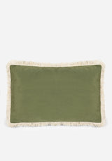 Swamplife Embroidered Velour Rectangle Fringe Cushion