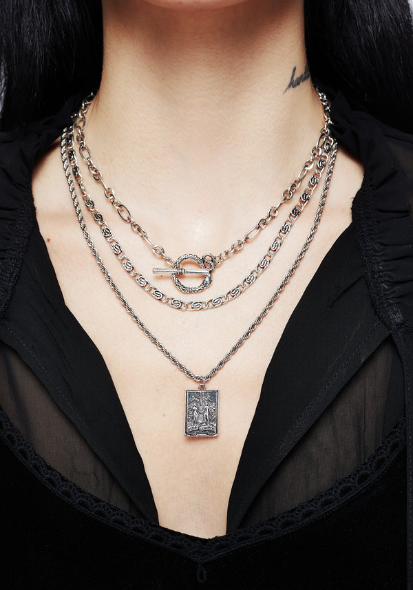 Lovers Tarot Layered Multichain Necklace