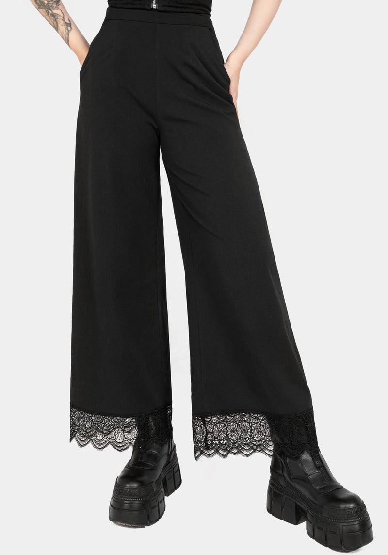 Araneo Lace Hem Wide Leg Trousers