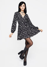 Claricia Long Sleeved Floral Faux Wrap Mini Dress