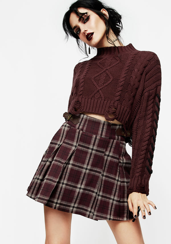 Bramble Check Pleated Mini Skirt