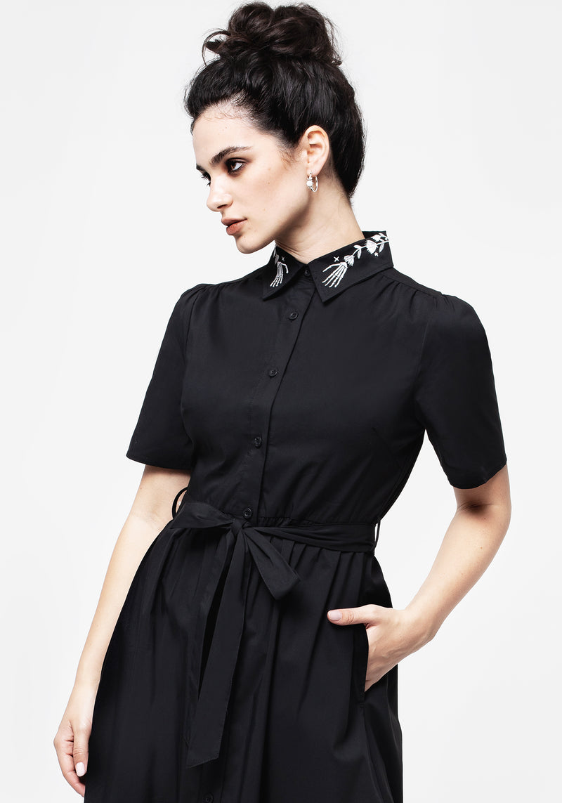 Tempora Embroidered Midi Shirt Dress