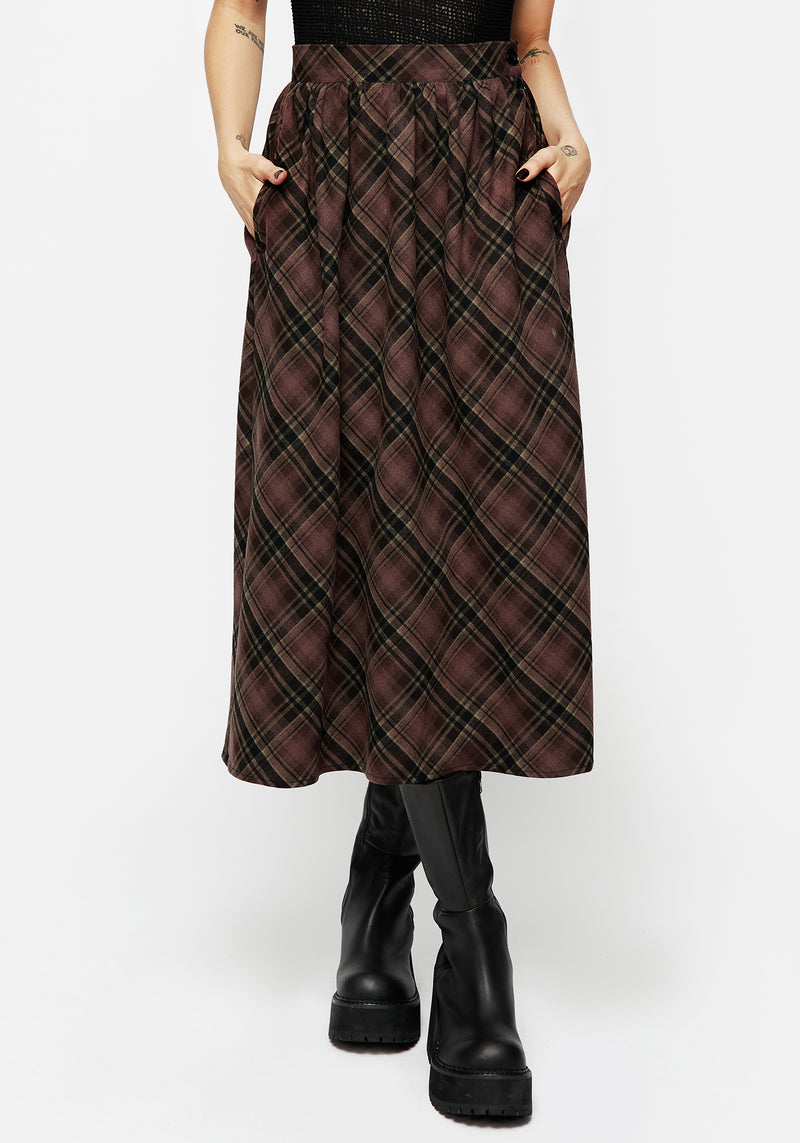 Hickory Check Midi Skirt