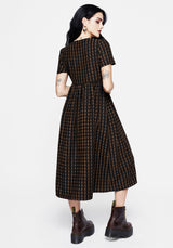 Rydal Check Button Up Midi Dress - Brown