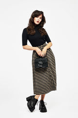 Sensus Check Button Front Midi Skirt