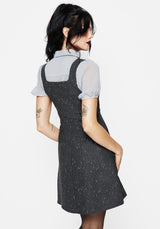 Isabella Wool Blend Button Up Mini Pinafore Dress