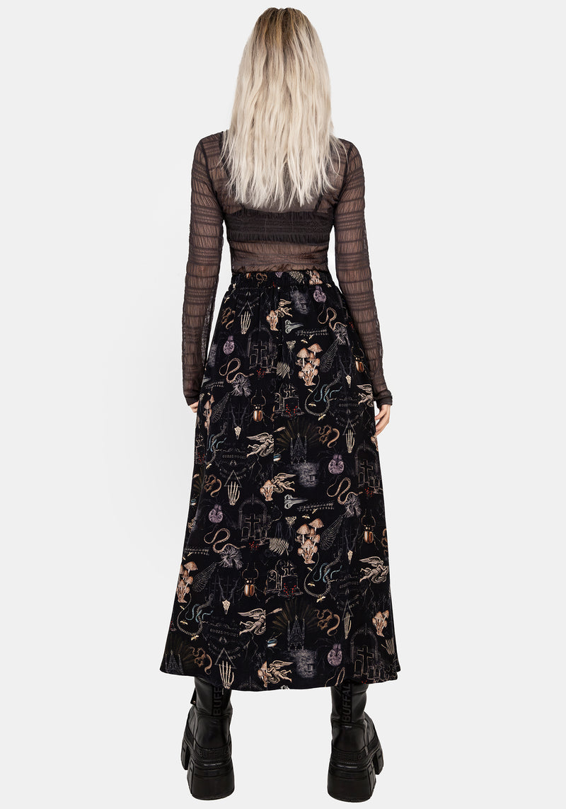 Maudeline Victoriana Print Eco-Viscose Midaxi Skirt