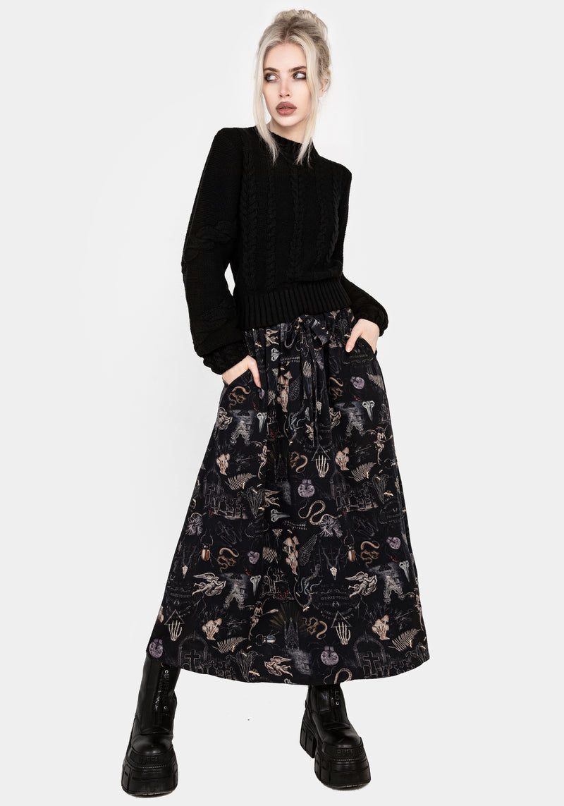 Maudeline Victoriana Print Eco-Viscose Midaxi Skirt