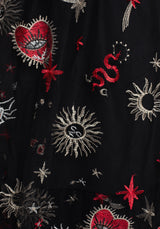 Bloodlust Embroidered Corset Midi Dress