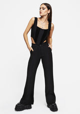 Nightlife Lace Trim Flared Trousers