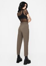 Hester Embroidered Tapered Trousers - Brown