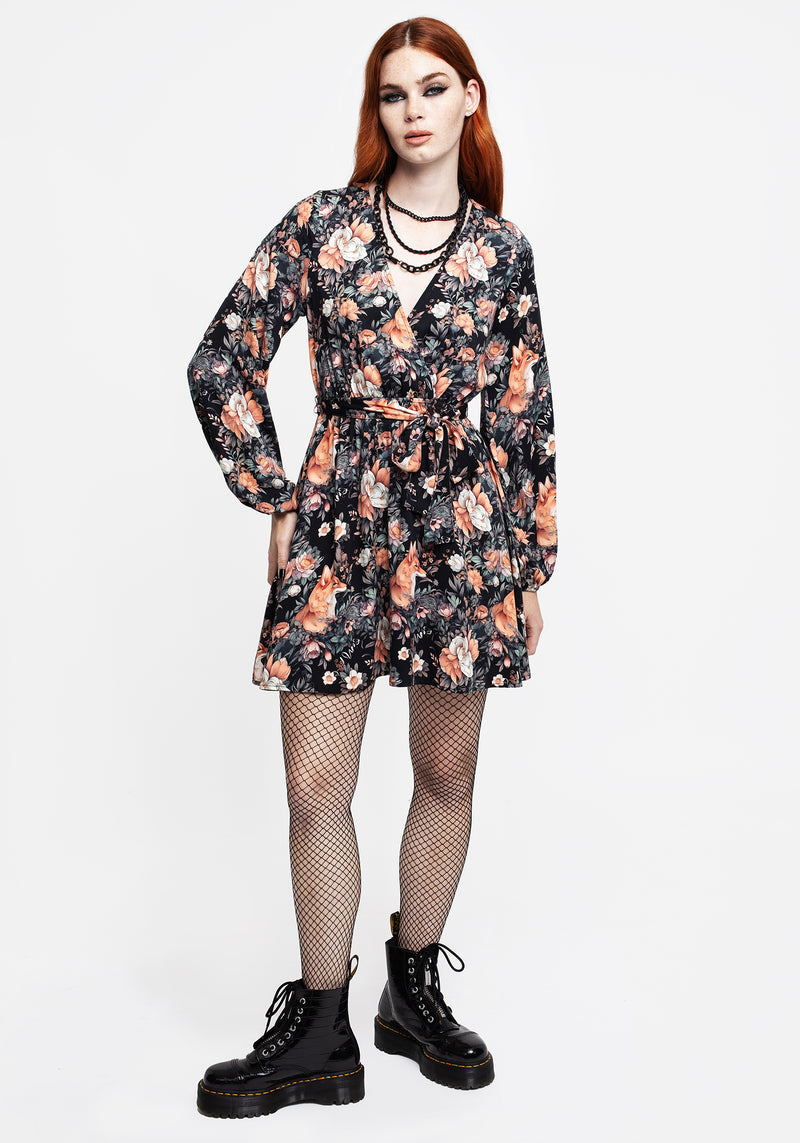 Reynard Fox Floral Mini Wrap Dress