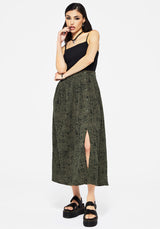 Taddea Cotton Side Button Up Maxi Skirt