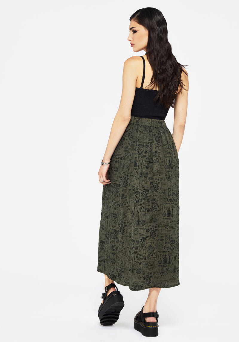 Taddea Cotton Side Button Up Maxi Skirt