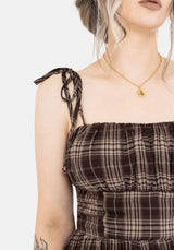 Adra Check Cami Tie Strap Midi Dress