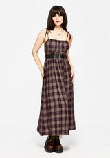 Adra Check Cami Tie Strap Midi Dress