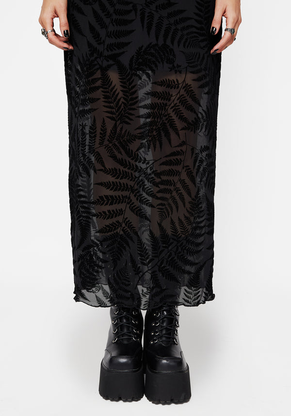 Lunafern Mesh Fern Leaf Midaxi Skirt