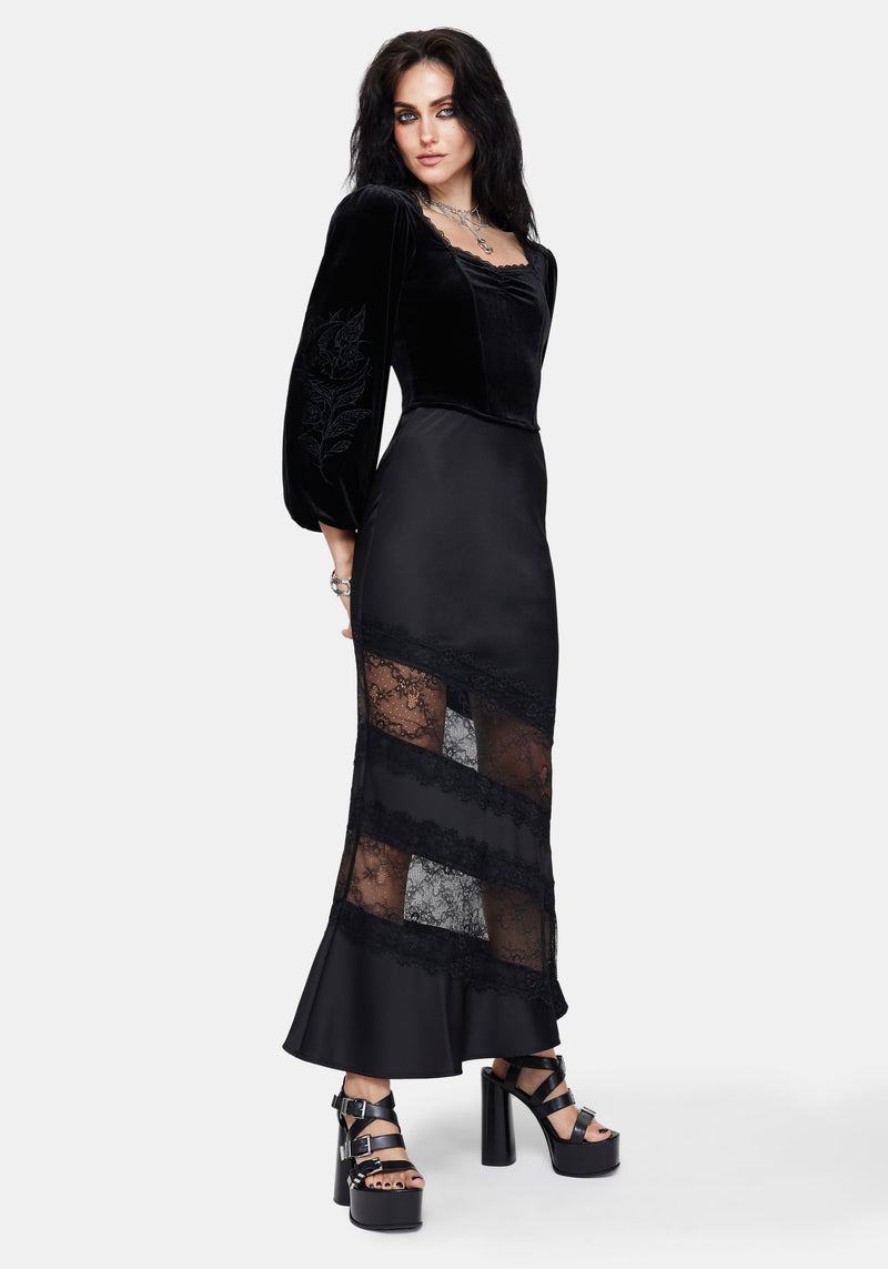 Onyx Lace Cut Out Maxi Skirt