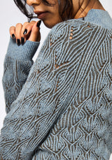Edna Cotton Leaf Ribbed Funnel Neck Jumper