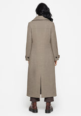 Valeria Floral Moth Embroidered Herringbone Longline Coat