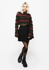 Splinter Stripe Knit Flare Sleeve Crop Jumper