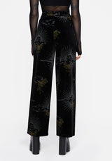 Adelina Foil Print Velour Wide Leg Trousers