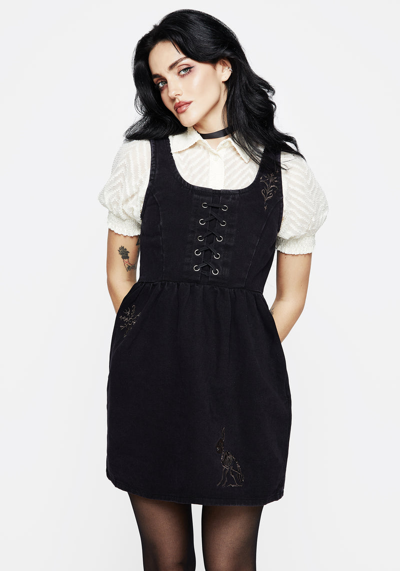 Hester Embroidered Lace Up Corset Mini Dress