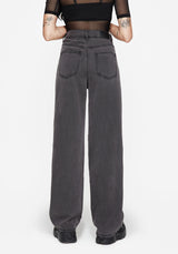 Nara Wide Leg Distressed Gothic Embroidery Jeans