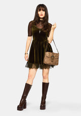 Physis Faux Suede Fern Embroidered Shoulder Bag