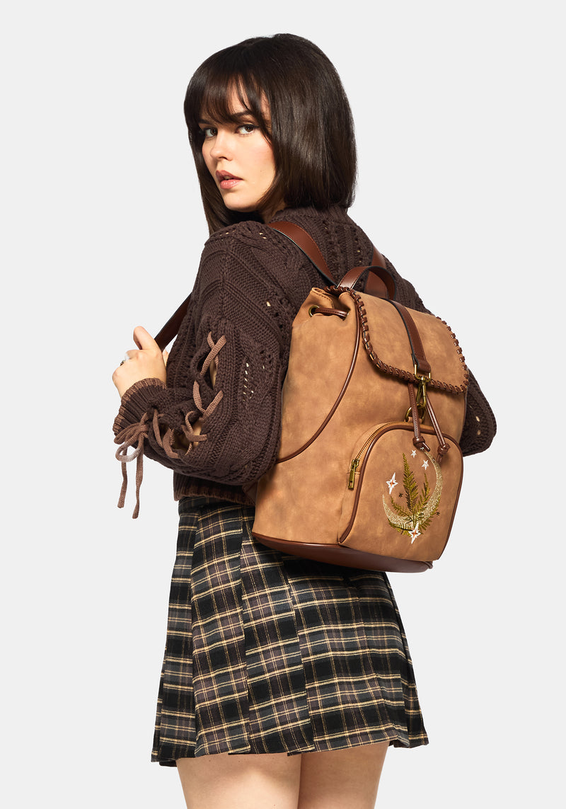 Moonlit Moon Embroidered Backpack