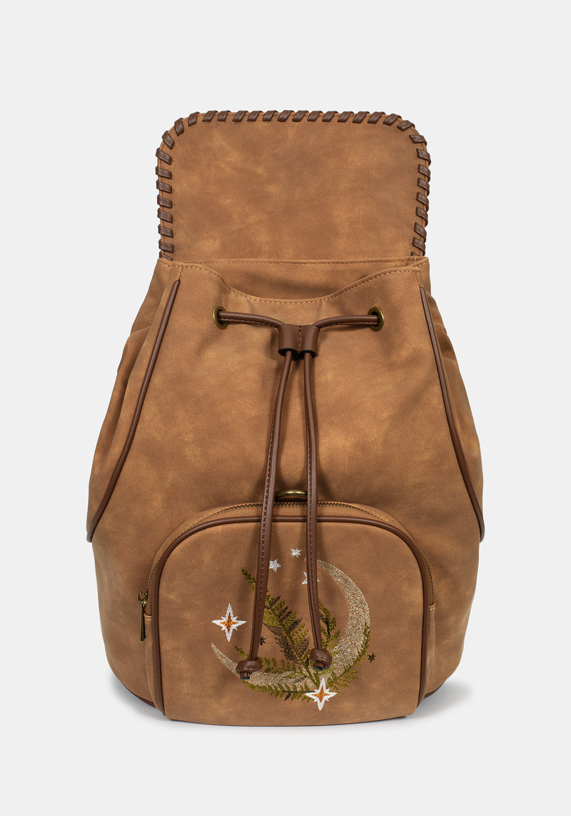 Moonlit Moon Embroidered Backpack