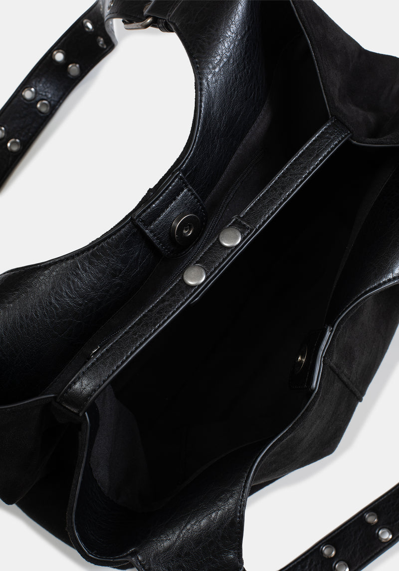 Ophelia Black Belted Shoulder Bag