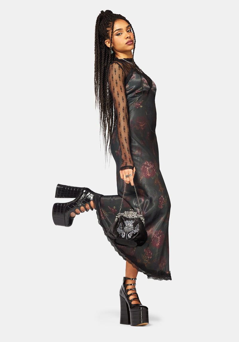 Despair Thistle Beaded Kiss Lock Pouch Bag