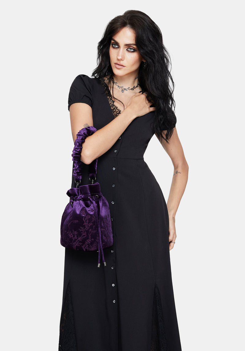 Tamsin Purple Velvet Bucket Bag
