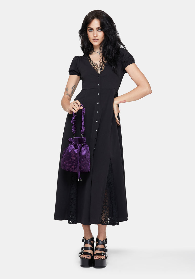 Tamsin Purple Velvet Bucket Bag