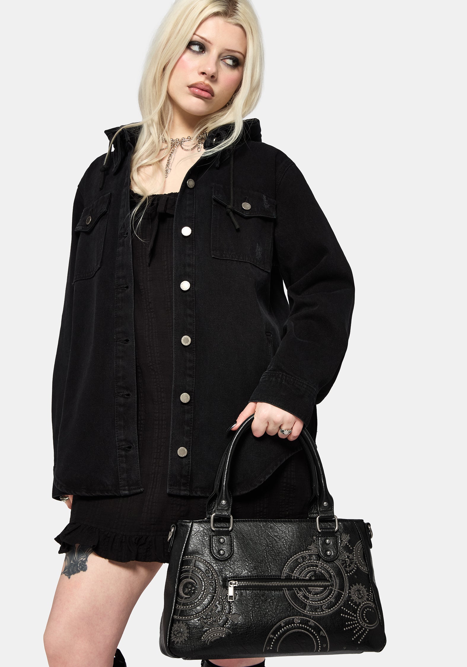 Asterielle Embroidered Rivet Handbag
