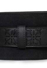 Eugenia Cross Cut Out Detail Faux Suede Waist Belt