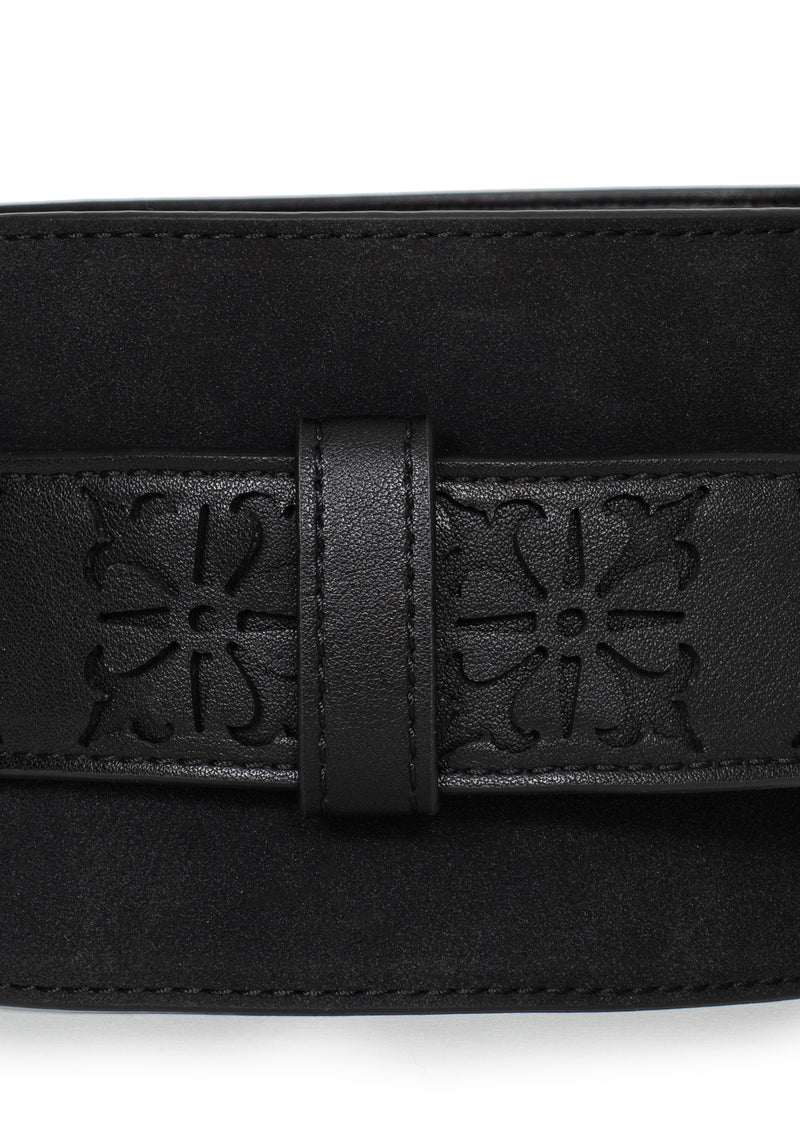 Eugenia Cross Cut Out Detail Faux Suede Waist Belt
