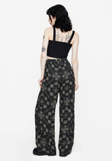 Poem Moth Print Wide Leg Trousers